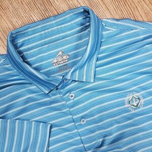 Ax Ahead Extreme The Memorial Tournament Mens Golf Polo XXL Blue Striped 2XL